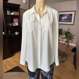 Liz Claiborne white long sleeve blouse w/pockets-size 12